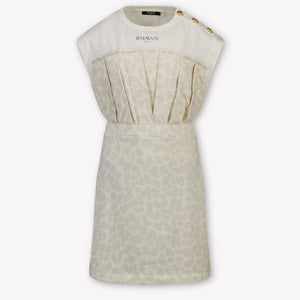 Balmain Kids Girls Dress In OffWhite