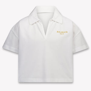 Balmain Kids Girls Polo In White
