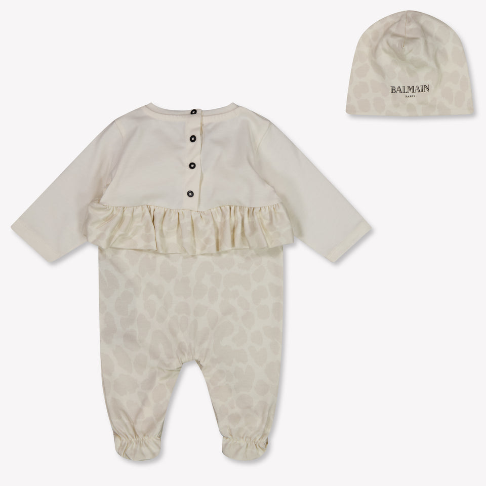 Balmain Baby Girls Playsuit In OffWhite
