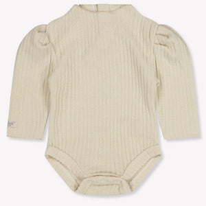 Donsje Amsterdam Giggie Baby Girls Romper In Light Beige