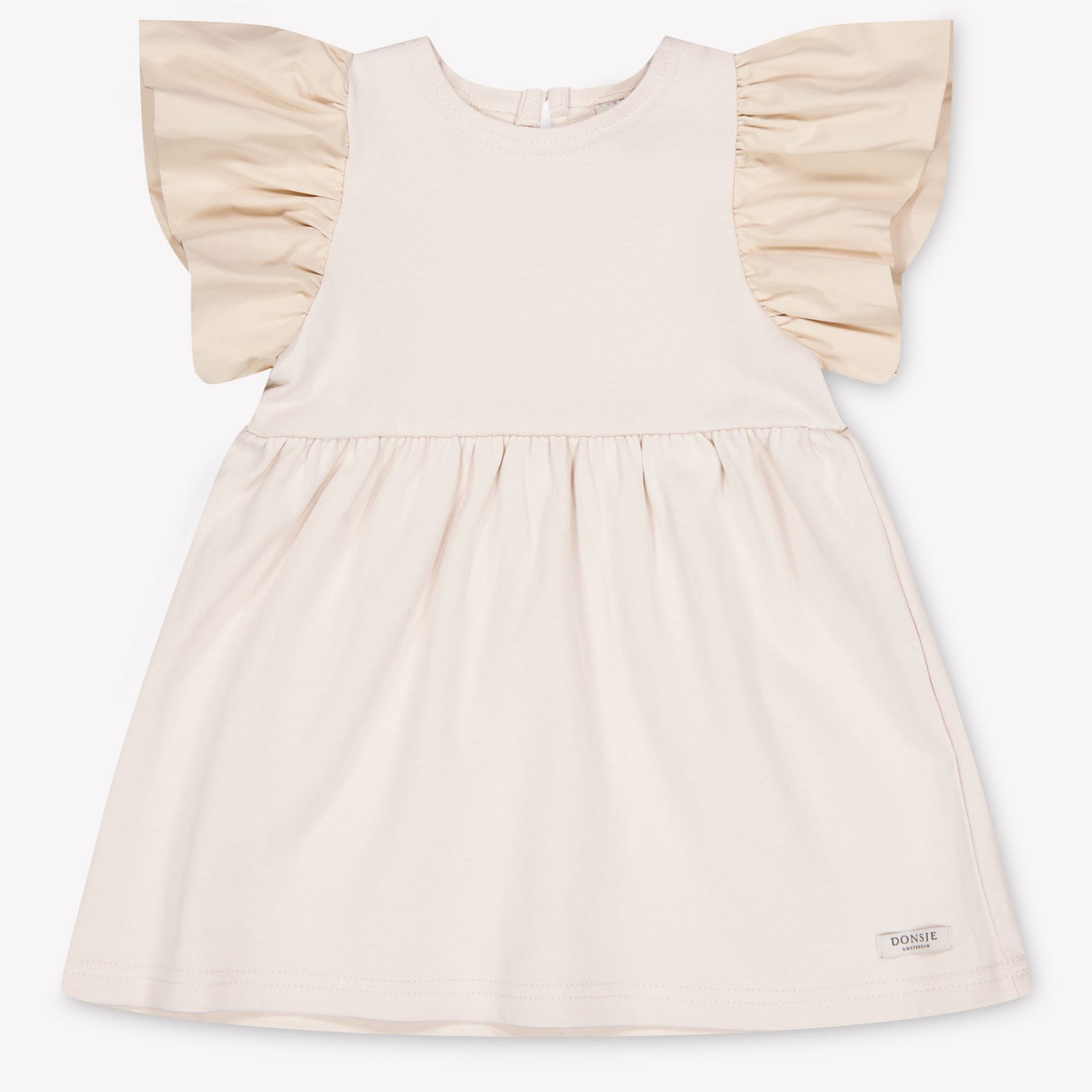 Donsje Amsterdam Beloun Baby Girls Dress In Light Beige