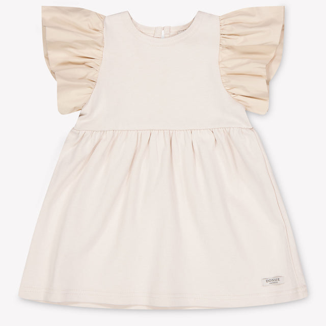 Donsje Amsterdam Beloun Baby Girls Dress In Light Beige