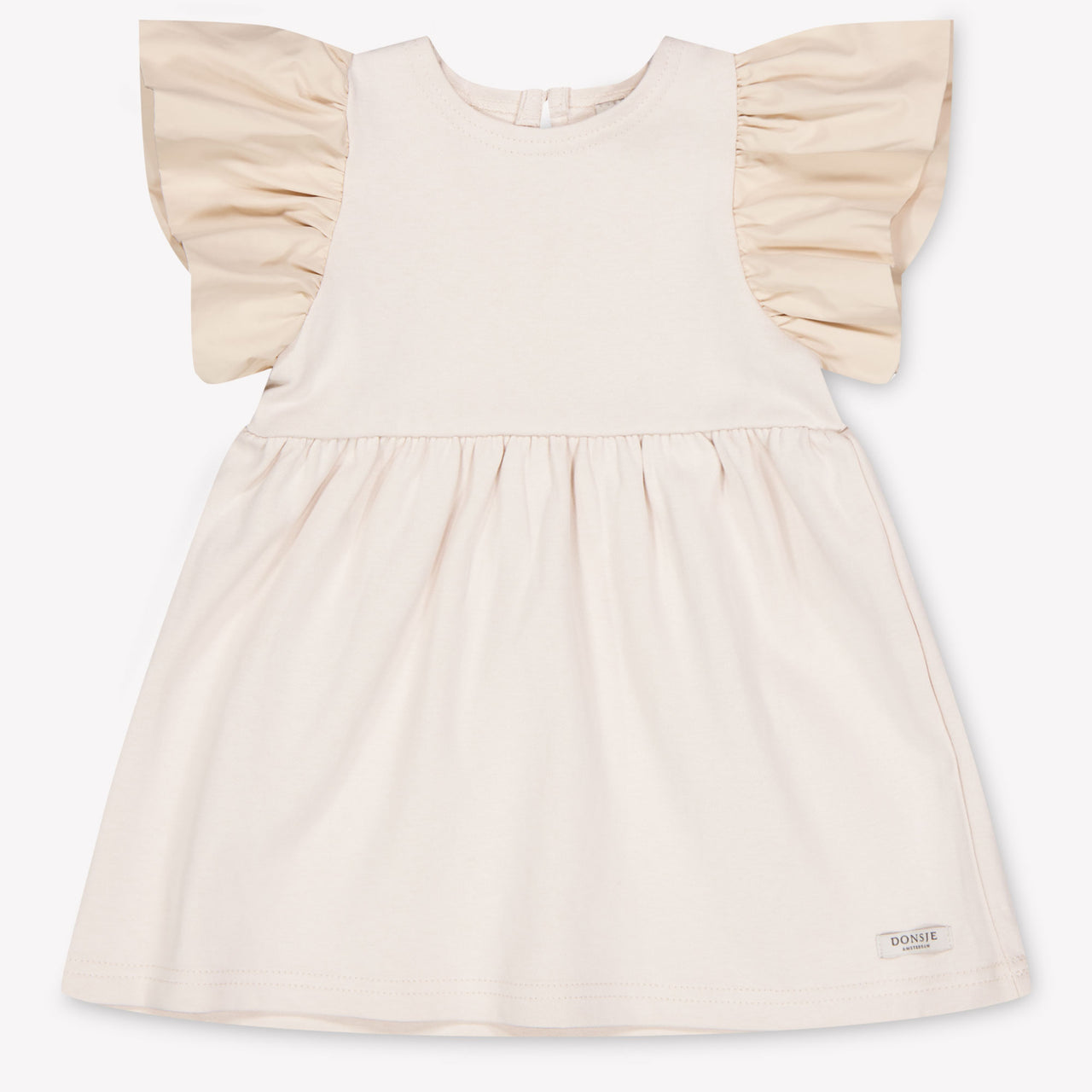 Donsje Amsterdam Beloun Baby Girls Dress In Light Beige