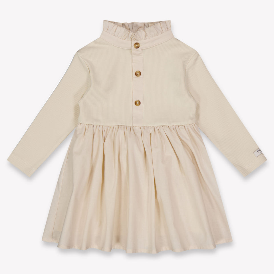 Donsje Amsterdam Louen Baby Girls Dress In Beige