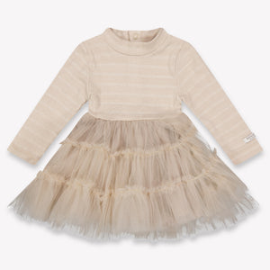 Donsje Amsterdam Aurin Baby Girls Dress In Taupe