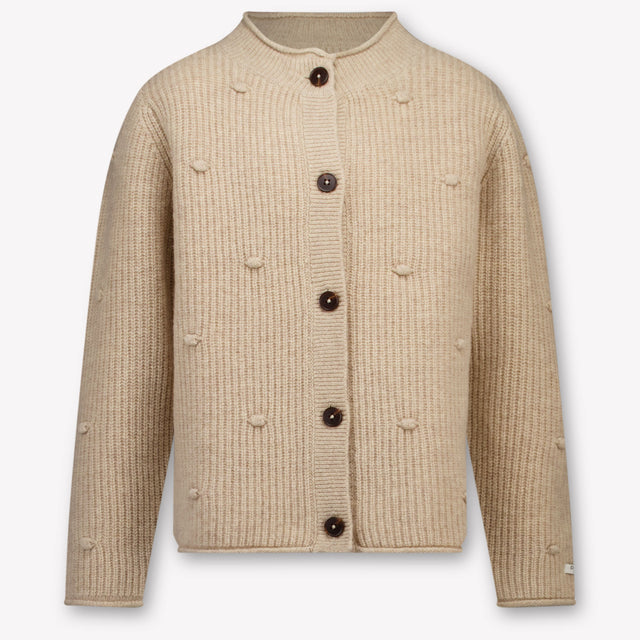 Donsje Amsterdam Marloes Kids Girls Cardigan In Beige