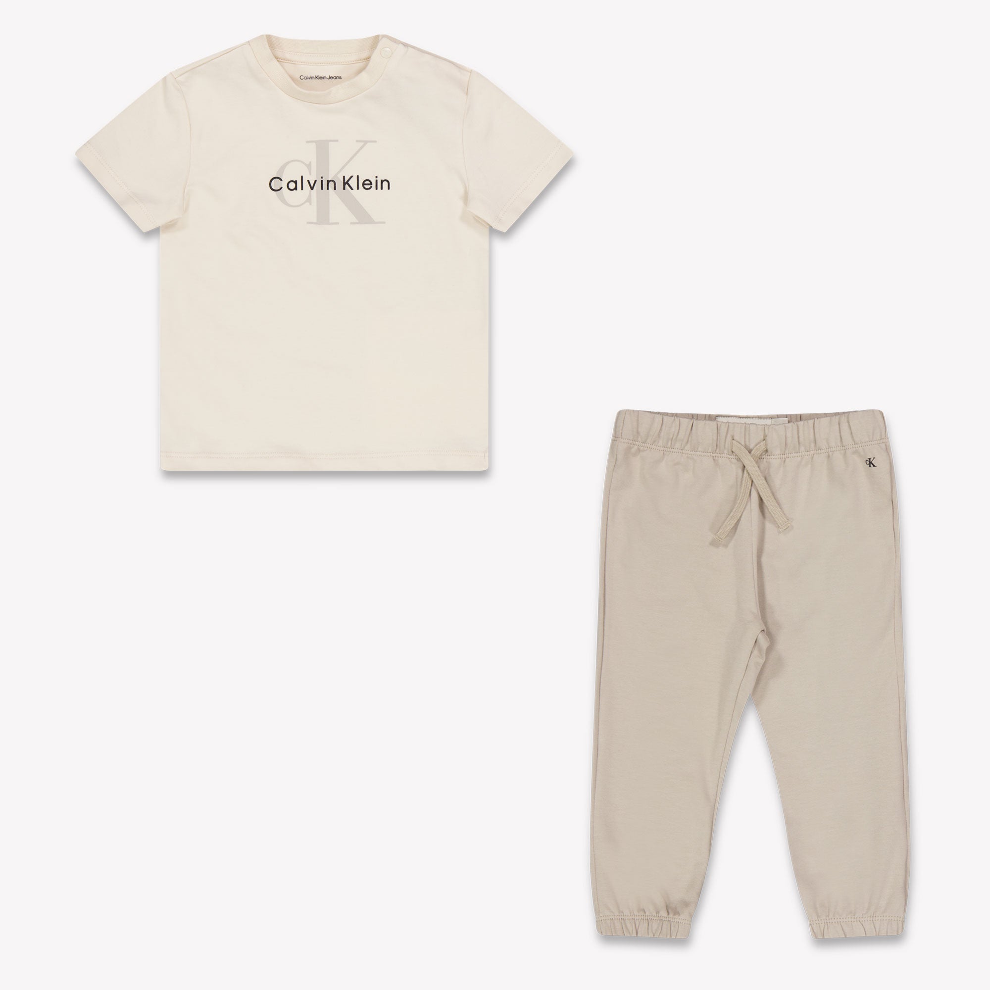 Calvin Klein Baby Unisex Joggingpak In Licht Beige
