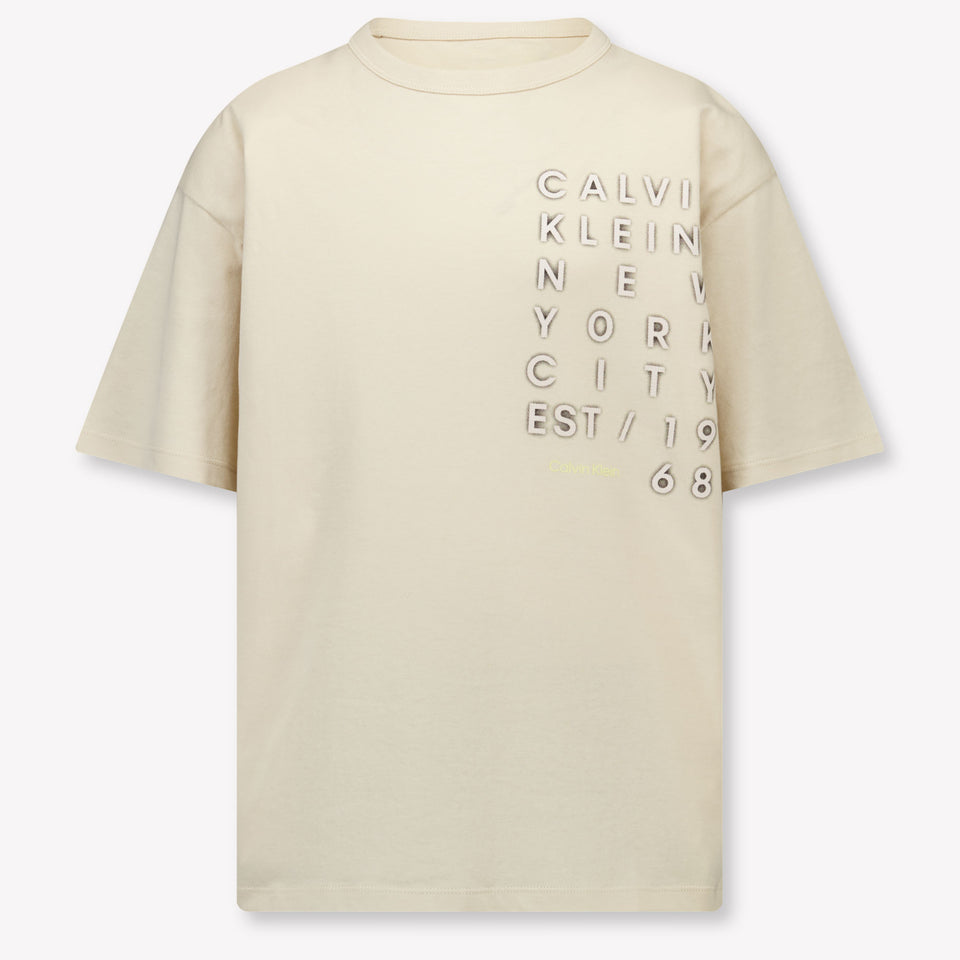 Calvin Klein Kinder Jongens T-Shirt In Licht Beige