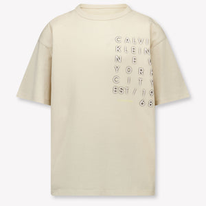 Calvin Klein Kids Boys T-Shirt In Light Beige