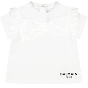バルメインの女の赤ちゃんTシャツ白