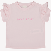 ジバンシの女の赤ちゃんTシャツライトピンク