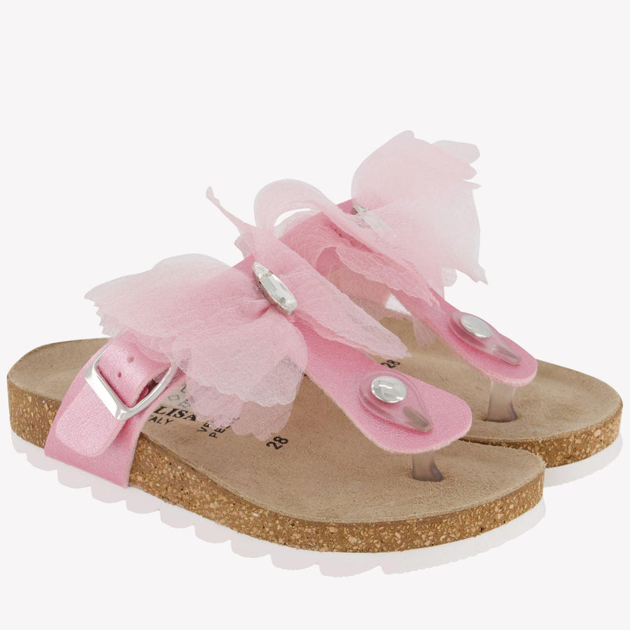 Monnalisa Girls Flipflops  Light Pink