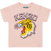 Kenzo Kids Baby Girls Tシャツライトピンク