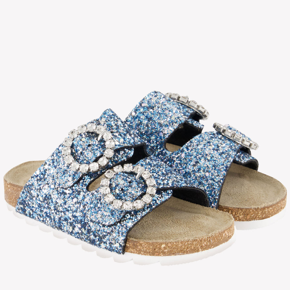 MonnaLisa Meisjes Slippers In Licht Blauw