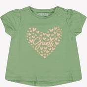 女の赤ちゃんのTシャツ薄緑を推測します