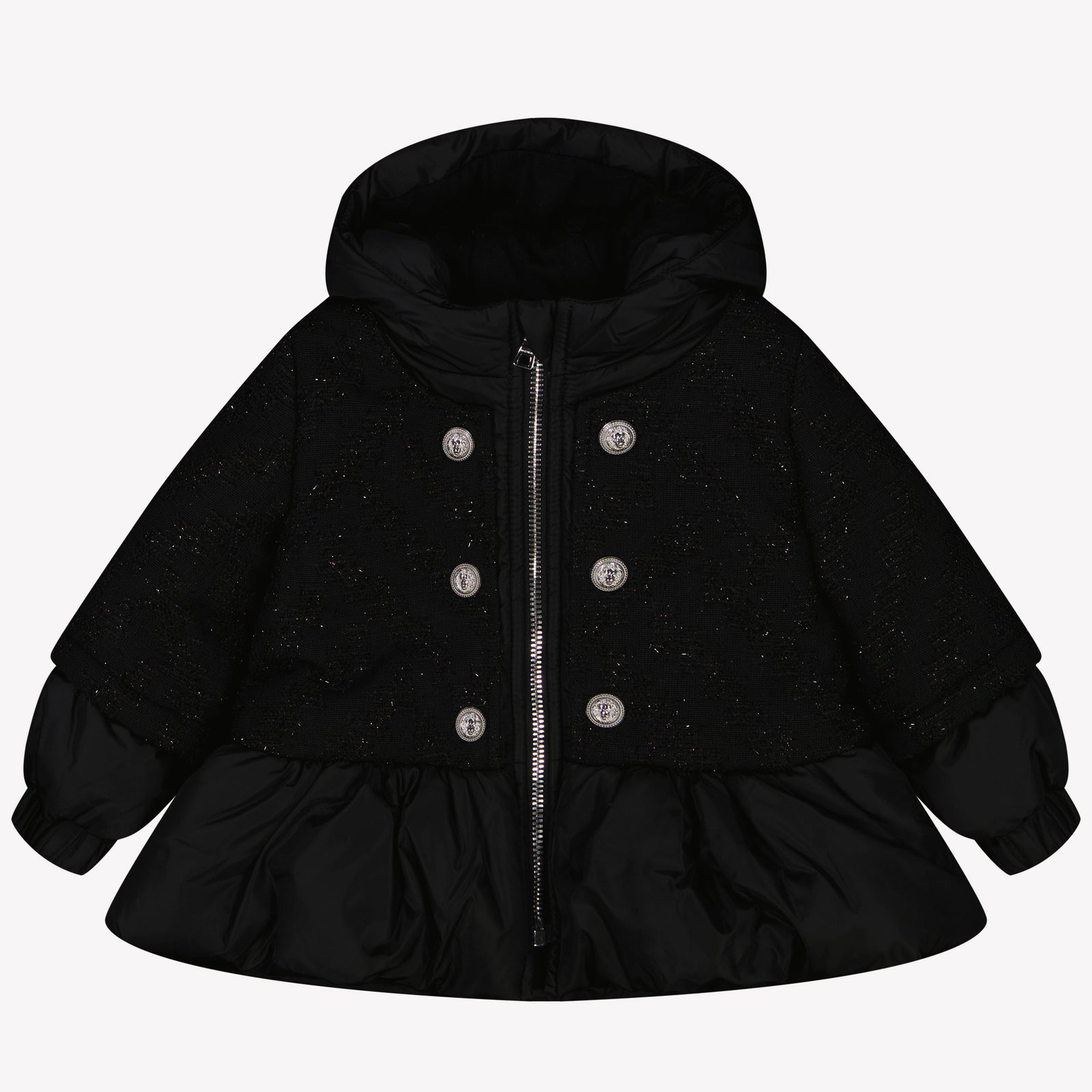 Balmain Baby Girls Winter Coat Black