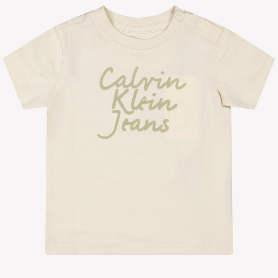 Calvin Klein Baby Unisex T-Shirt In Off White