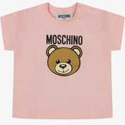 モスキーノの女の赤ちゃんTシャツライトピンク