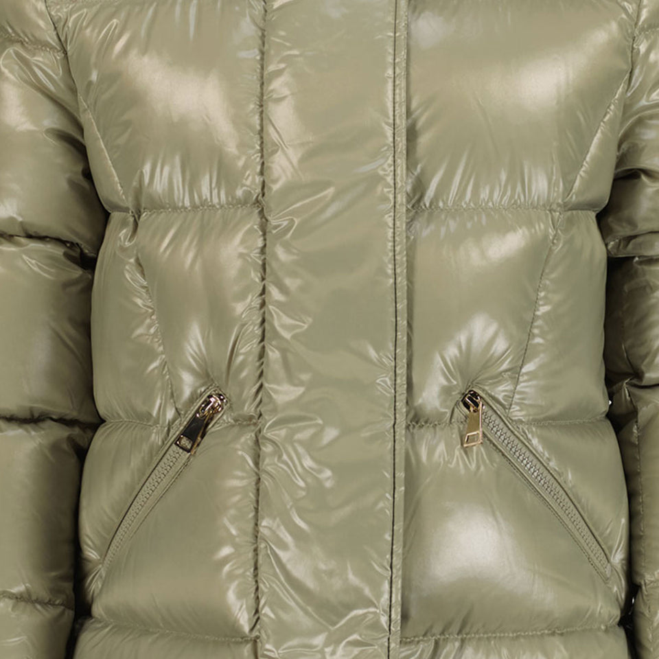 Moncler Bellevue Girls Winter Jacket Olive Green